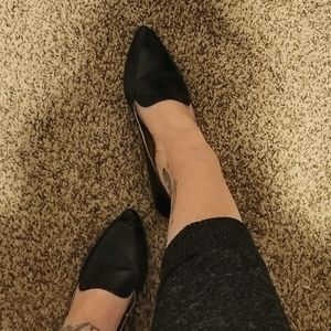 Black pointed toe loafers